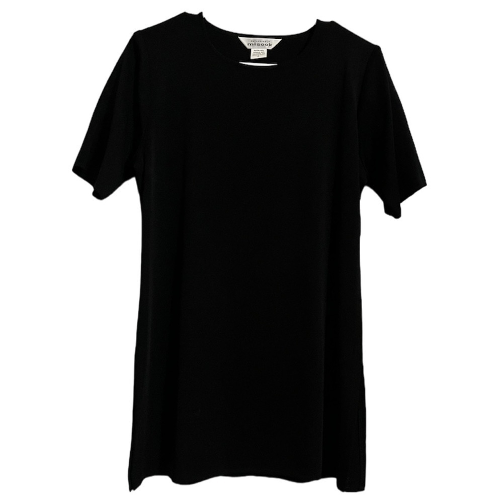 Exclusively Misook Knit Short Sleeve Shirt Knit T-Shirt Black Small L2